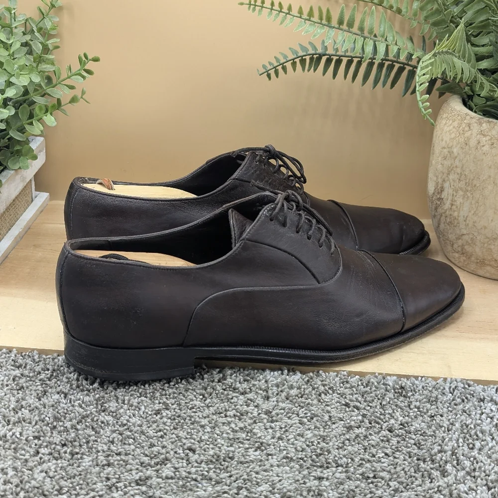 Bruno Magli Locascio Cap Toe Mens Size 10.5M Dress Shoes Brown Leather Italy